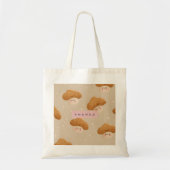 Personalized Cute Smiling Mushroom Pattern トートバッグ (正面)