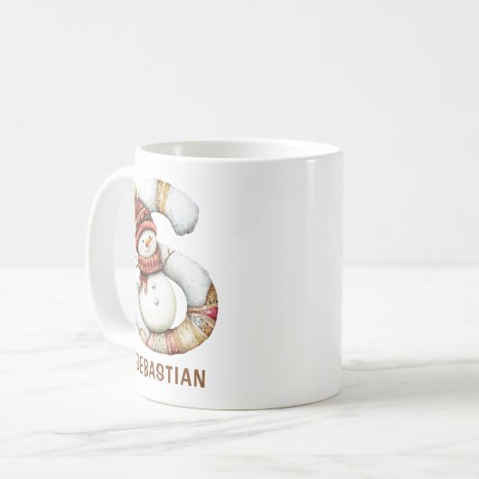 Personalized Cute Snowman Monogram S Christmas コーヒーマグカップ (正面左)