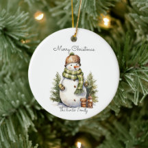 Personalized Cute Snowman Watercolor Christmas 