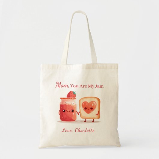 Personalized Cute Strawberry Jam Mothers Day Gift トートバッグ (正面)