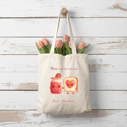 Personalized Cute Strawberry Jam Mothers Day Gift トートバッグ