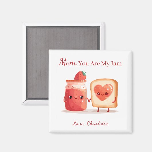 Personalized Cute Strawberry Jam Mothers Day Gift マグネット (正面/裏面)