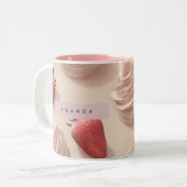 Personalized Cute Sweet Strawberry Cream Pastel ツートーンマグカップ (正面左)