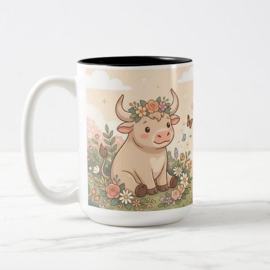 Personalized Cute Taurus Zodiac Mug ツートーンマグカップ (左)