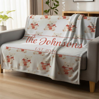 Personalized cute teddy bear  フリースブランケット