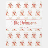 Personalized cute teddy bear  フリースブランケット (正面)