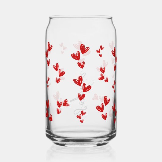 personalized cute Valentine gift - red hearts ガラス缶 (裏面)