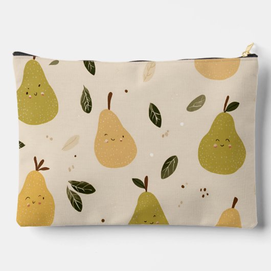 Personalized Cute Whimsical Pear Pattern アクセサリーポーチ (裏面)
