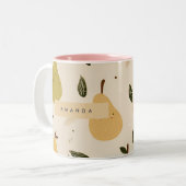 Personalized Cute Whimsical Pear Pattern  ツートーンマグカップ (正面左)
