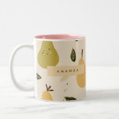 Personalized Cute Whimsical Pear Pattern  ツートーンマグカップ (左)
