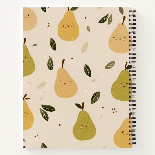 Personalized Cute Whimsical Pear Pattern  ノートブック (裏面)