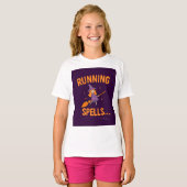 Personalized Cute Witch Running Spells  Tシャツ (正面フル)