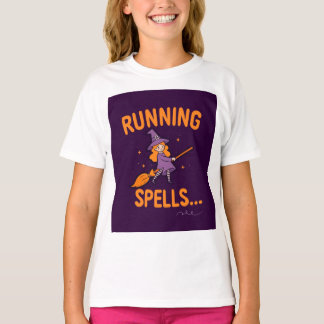 Personalized Cute Witch Running Spells  Tシャツ