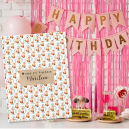 Personalized Cute woodland Fox happy birthday  テーブルクロス