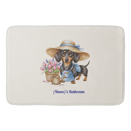 Personalized Dachshund Bath Mat  バスマット (正面)