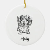 Personalized Dachshund Dog Christmas セラミックオーナメント (正面)