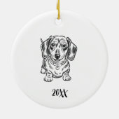 Personalized Dachshund Dog Christmas セラミックオーナメント (裏面)