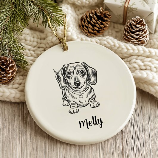 Personalized Dachshund Dog Christmas セラミックオーナメント
