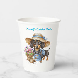 Personalized Dachshund Garden Paper Cup | Cute Dog 紙コップ