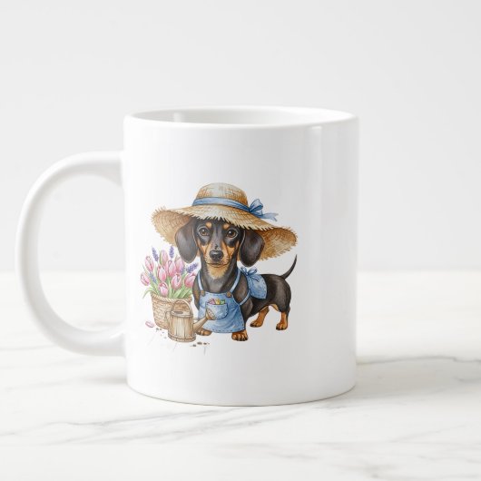 Personalized Dachshund Garden Specialty Mug  ジャンボコーヒーマグカップ (左)