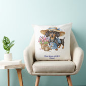 Personalized Dachshund Garden Throw Pillow クッション (椅子)