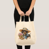 Personalized Dachshund Gardening Tote Bag  トートバッグ (正面(商品))