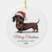 Personalized Dachshund in Santa Hat Christmas      セラミックオーナメント (裏面)