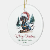 Personalized Dachshund in Santa Hat Christmas      セラミックオーナメント (左)