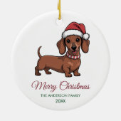 Personalized Dachshund in Santa Hat Christmas      セラミックオーナメント (裏面)