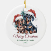 Personalized Dachshund in Santa Hat Christmas      セラミックオーナメント (裏面)