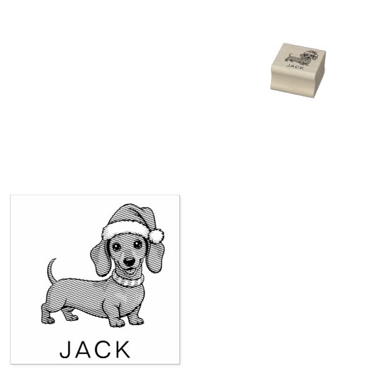 Personalized Dachshund in Santa Hat Christmas      ラバースタンプ (押印)