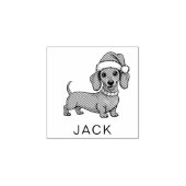 Personalized Dachshund in Santa Hat Christmas      ラバースタンプ (インプリント)