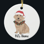 Personalized Dachshund (Long Haired, Red) セラミックオーナメント<br><div class="desc">Make the nice list this year with a personalized ornament of your favorite little elf!</div>