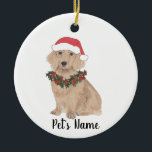 Personalized Dachshund (Long Haired, Red) セラミックオーナメント<br><div class="desc">Make the nice list this year with a personalized ornament of your favorite little elf!</div>