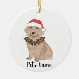 Personalized Dachshund (Long Haired, Red) セラミックオーナメント