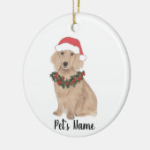 Personalized Dachshund (Long Haired, Red) セラミックオーナメント (左)