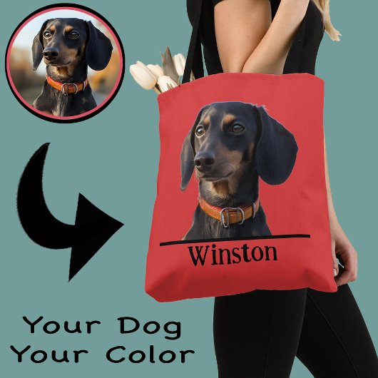 Personalized Dachshund Tote–Custom Pet Portrait トートバッグ