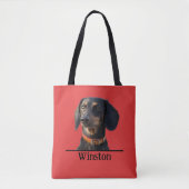 Personalized Dachshund Tote–Custom Pet Portrait トートバッグ (正面)
