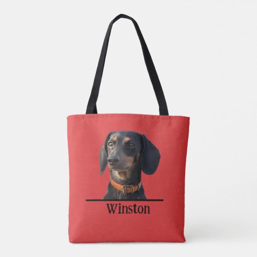 Personalized Dachshund Tote–Custom Pet Portrait トートバッグ (裏面)