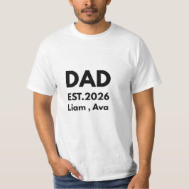 Personalized Dad EST 2026 T-Shirt with Kids Names Tシャツ