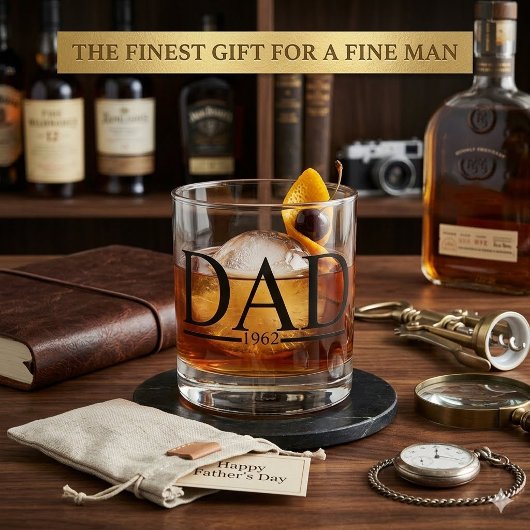 Personalized "DAD" Est. Year Whiskey Glass  ウイスキーグラス