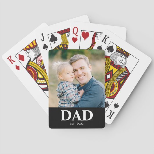 Personalized Dad Established Photo Fathers Day トランプ (裏面)