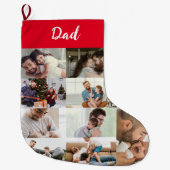 Personalized Dad Photo Collage Christmas Stocking  ラージクリスマスストッキング (正面)
