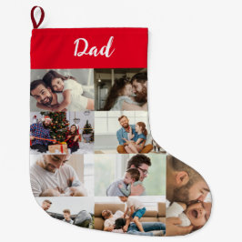 Personalized Dad Photo Collage Christmas Stocking  ラージクリスマスストッキング