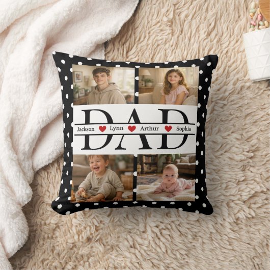 Personalized Dad Photo Collage & Kids Name クッション (ブランケット)