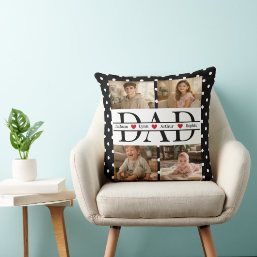 Personalized Dad Photo Collage & Kids Name クッション (椅子)