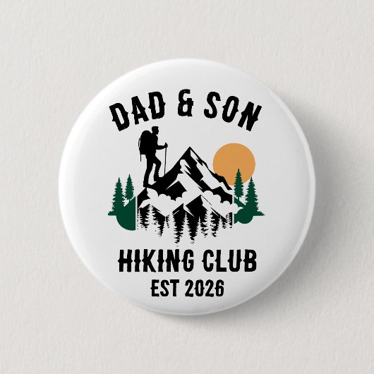 Personalized Dad & Son Hiking 缶バッジ (正面)