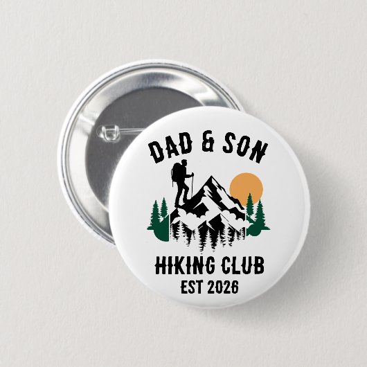 Personalized Dad & Son Hiking 缶バッジ (正面&裏面)