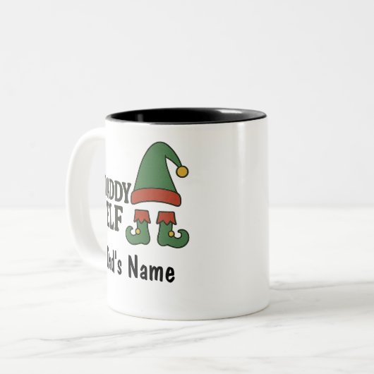 Personalized Daddy Elf Mug – Custom Christmas Gift ツートーンマグカップ (正面左)