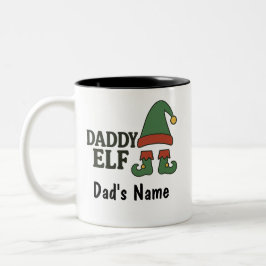 Personalized Daddy Elf Mug – Custom Christmas Gift ツートーンマグカップ